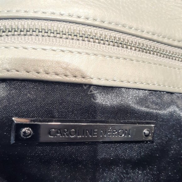NWT Caroline Neron Grey Taupe leather clutch - Picture 8 of 10